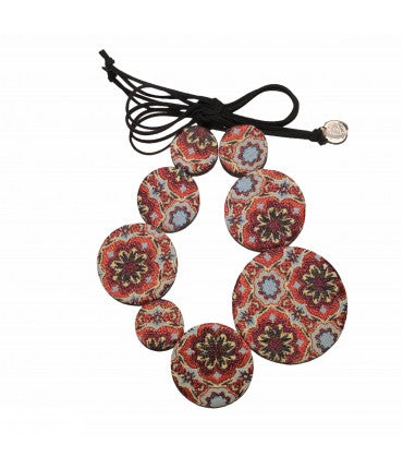 collana girocollo FLOW-ERS broccato misto cotone fucsia e celeste chiaro