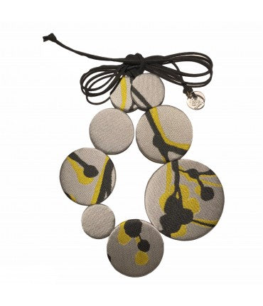 collana girocollo FLOW-ERS in seta grigio chiaro e giallo