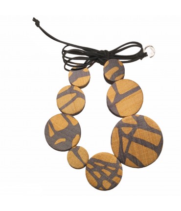 Collana girocollo FLOW-ERS in seta con pastiglie mandarino e grigio