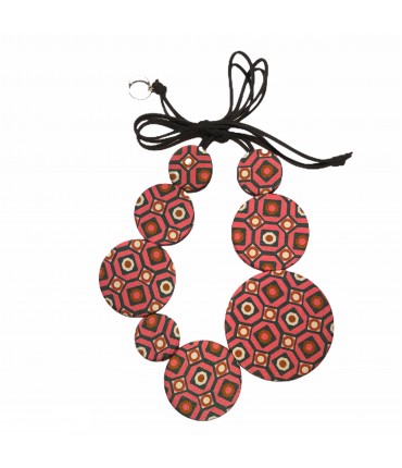 Collana girocollo FLOW-ERS in seta fucsia e nero