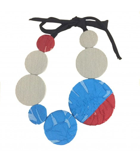 collana girocollo FLOW-ERS con pastiglie azzurro+ rosso