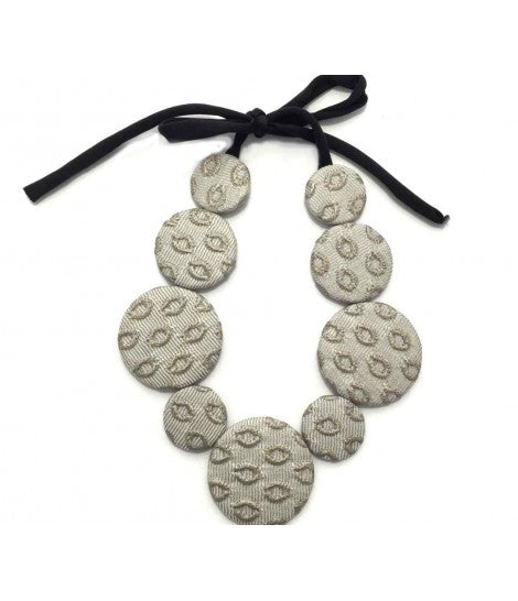 Collana girocollo FLOW-ERS con pastiglie broccato argento