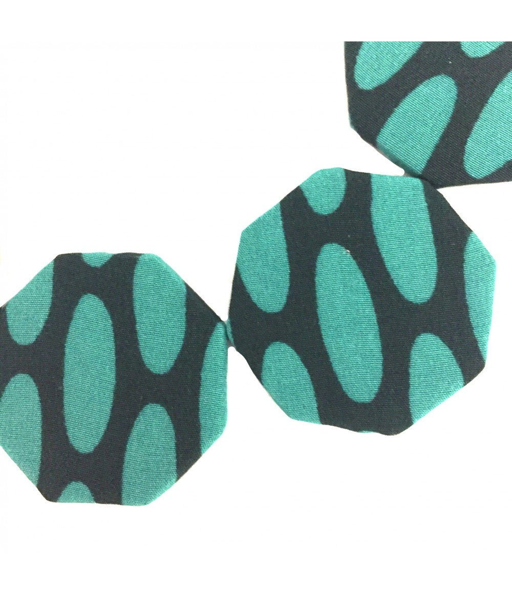 collana girocollo Flow-ers in seta con fantasia turchese+ nero