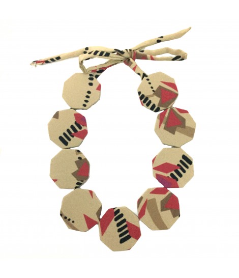 collana girocollo FLOW-ERS con pastiglie ottagonali in seta senape