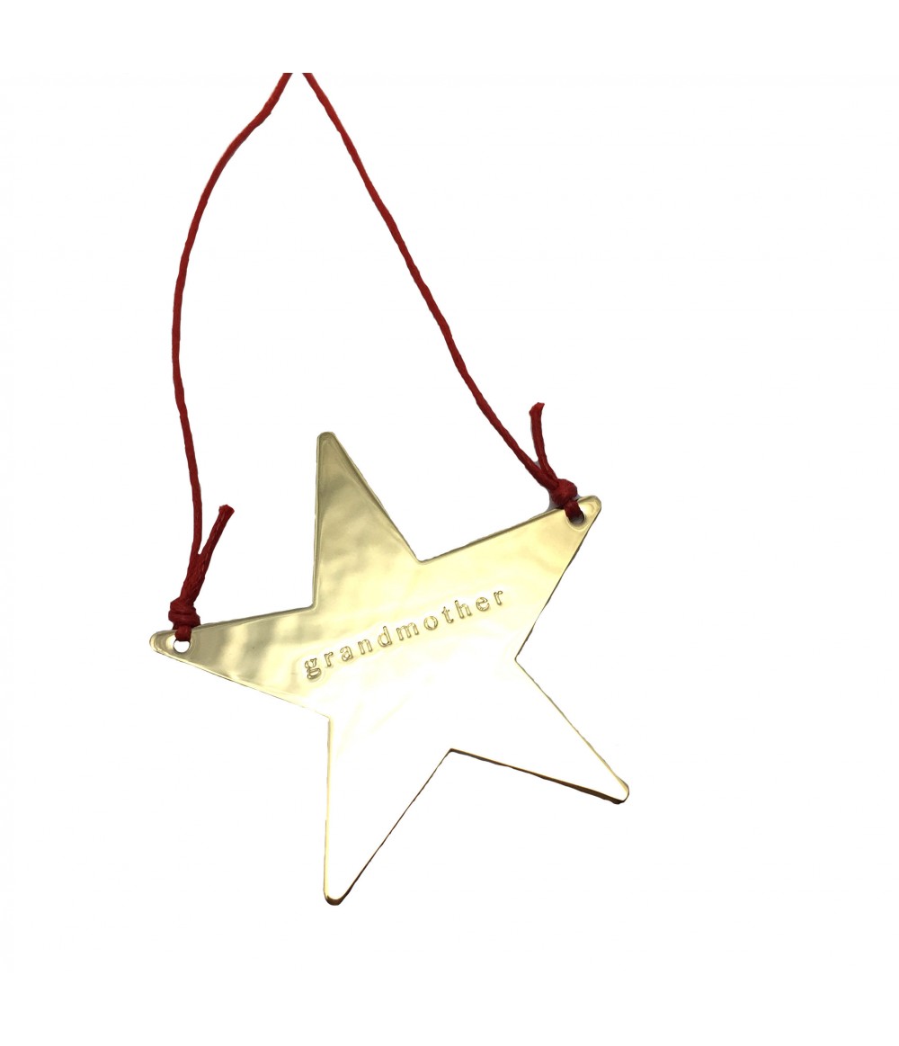 deliziosa collana GRANDMOTHER con stella dorata in ottone e cordino rosso