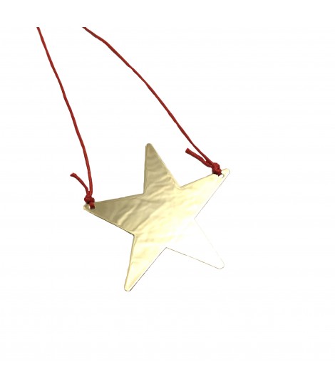 deliziosa collana GRANDMOTHER con stella dorata in ottone e cordino rosso