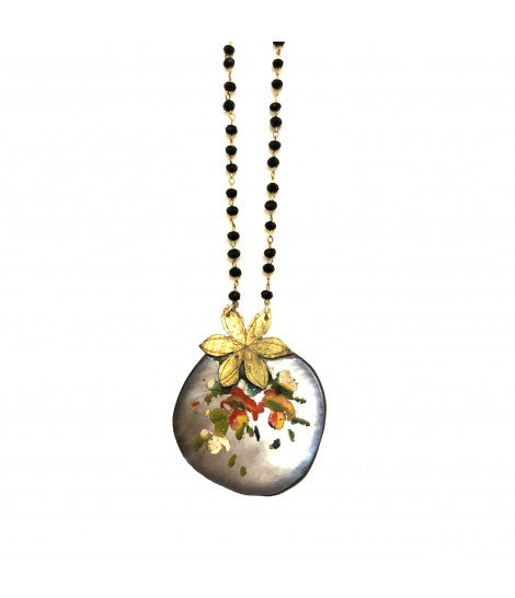 collana lunga JOYA con catena in ottone e micro cristalli l