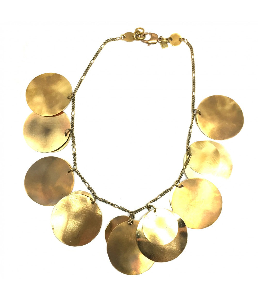 collana MAJO con pastiglie in bronzo lucido e smalto colore giallo crema