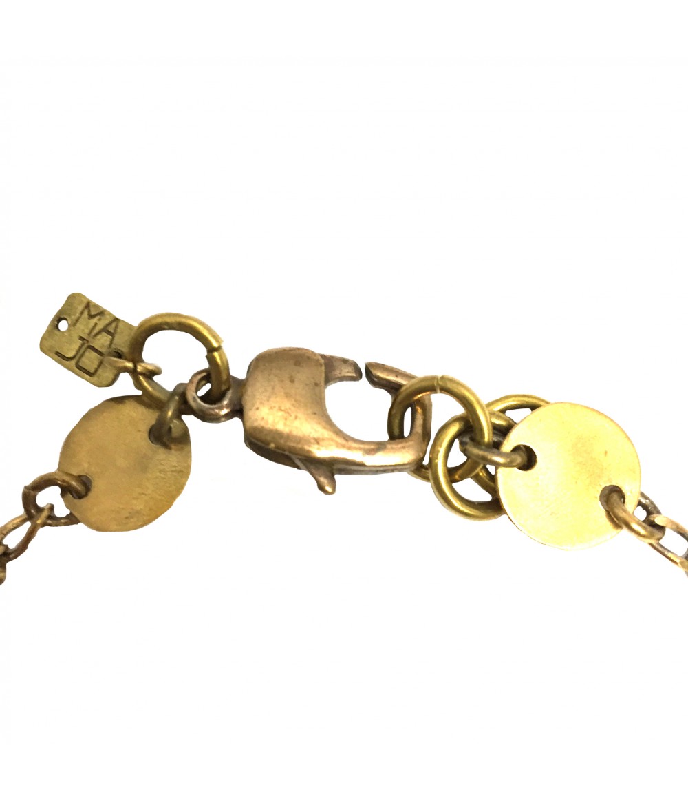 collana MAJO con pastiglie in bronzo lucido e smalto colore giallo crema