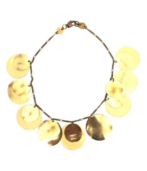 collana MAJO con pastiglie in bronzo lucido e smalto colore giallo crema