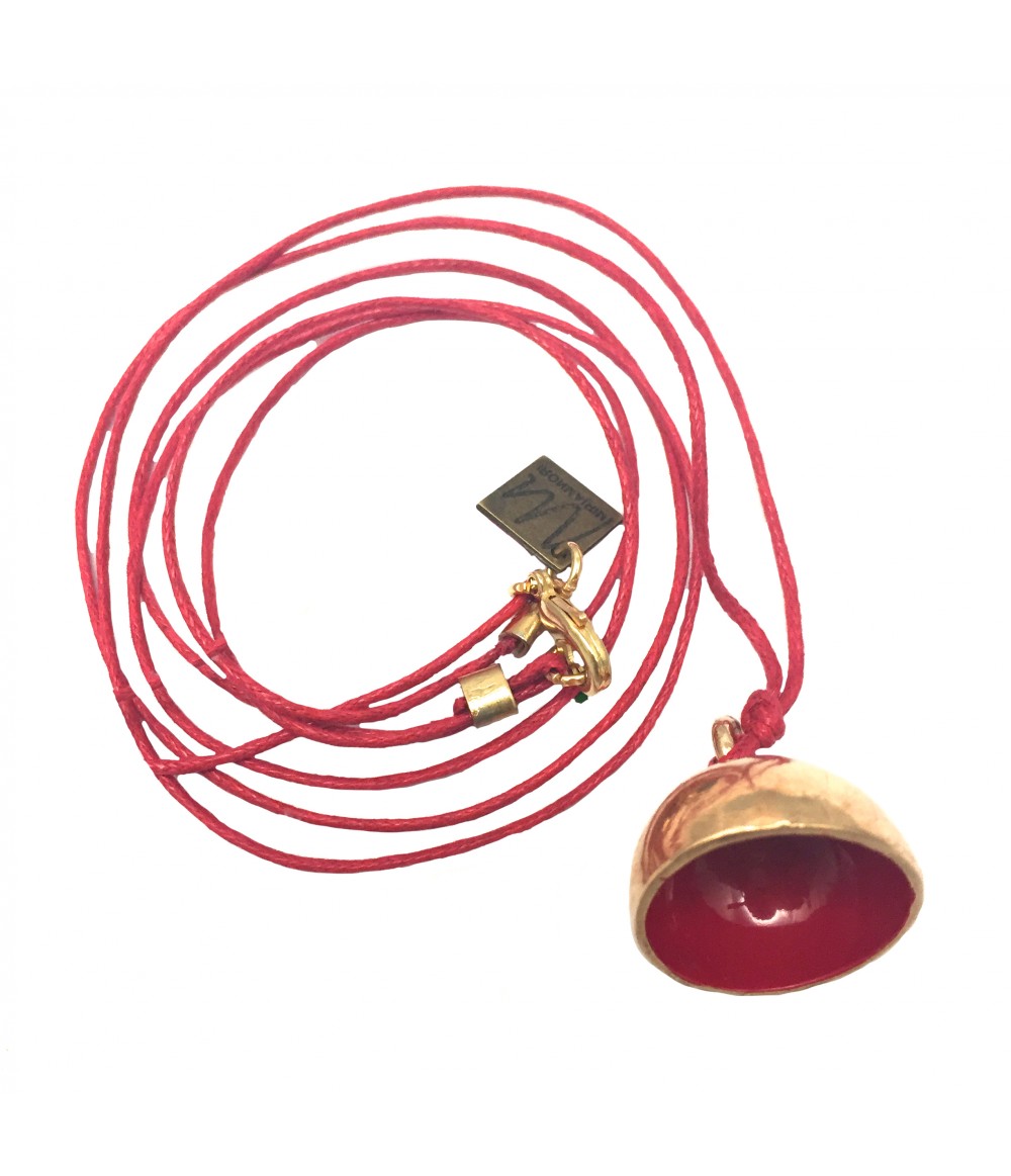 collana lunga MIRIAM NORI campanella e smalto rosso