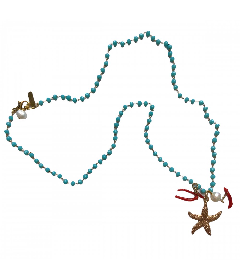 collana SABRINA CANZONIERE con ciondolo stella marina in ottone bagno oro 14 kt