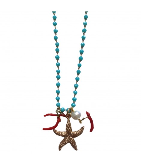 collana SABRINA CANZONIERE con ciondolo stella marina in ottone bagno oro 14 kt
