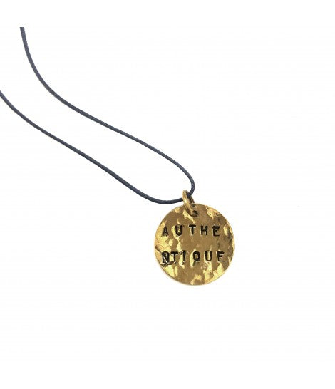collana portafortuna SUD con pepita in ottone incisa a mano "authentique"