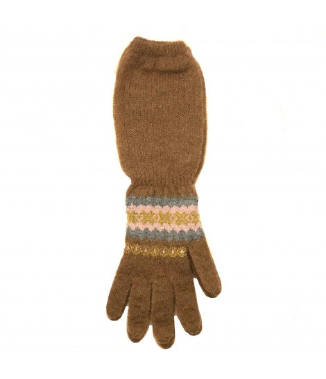 guanti lunghi EXQUISITE J in mohair di lana cammello