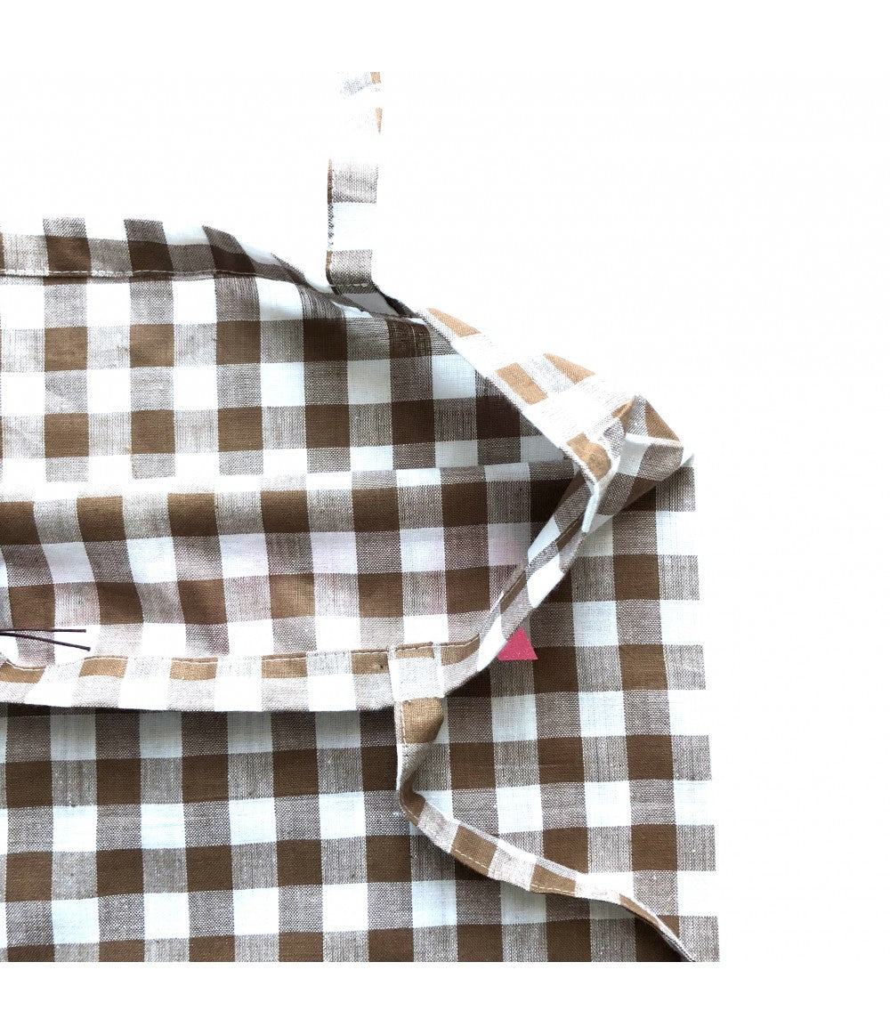 shopping bag SUD in cotone quadretti vichy marrone e bianco con scritta stampata sul davanti "summer"