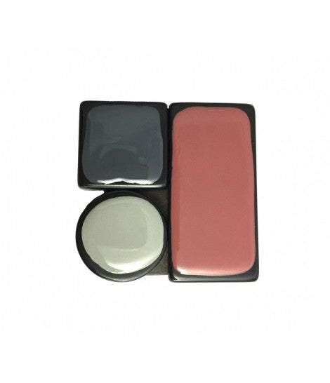 spilla EXQUISITE J smalto e resina tre colori