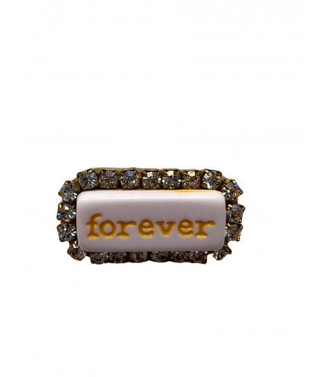 spilla TEZEE "forever" con profilo strass bianco