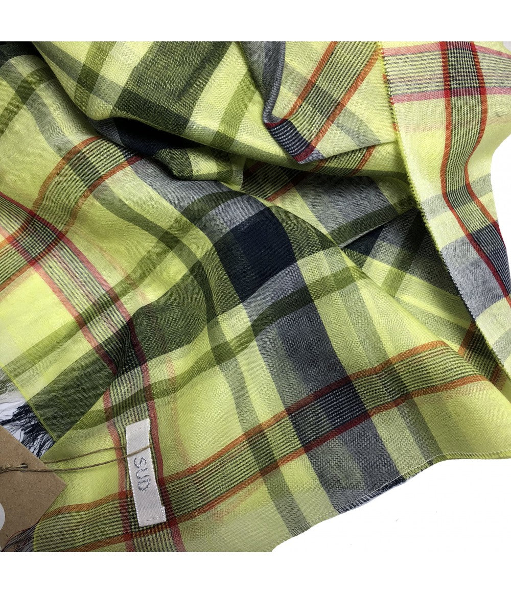 stola SUD fantasia quadri giallo lime, blu scuro, mattone