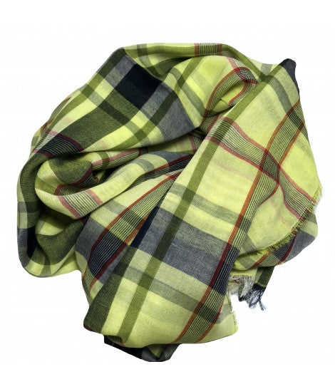 stola SUD fantasia quadri giallo lime, blu scuro, mattone