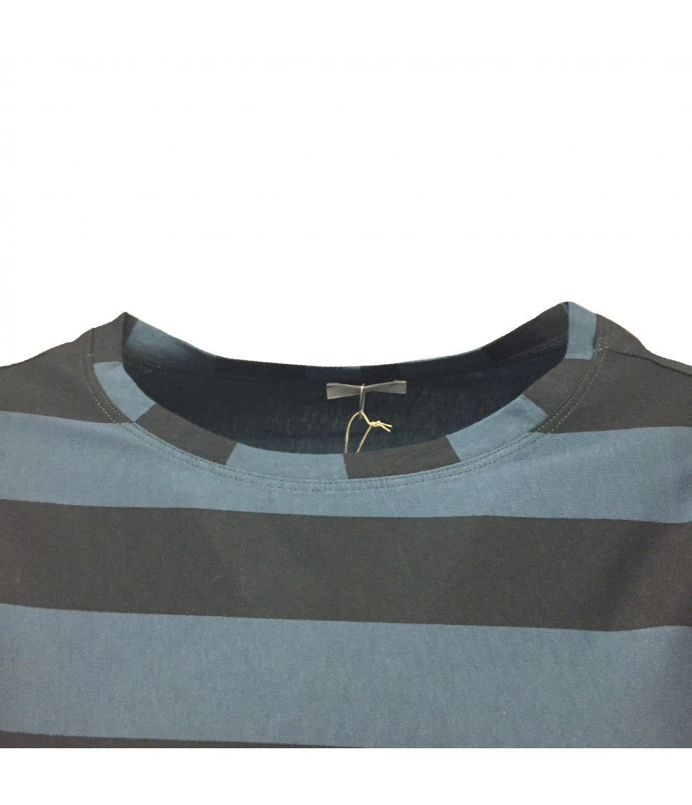 t-shirt SUD righe antracite e azzurro carta da zucchero