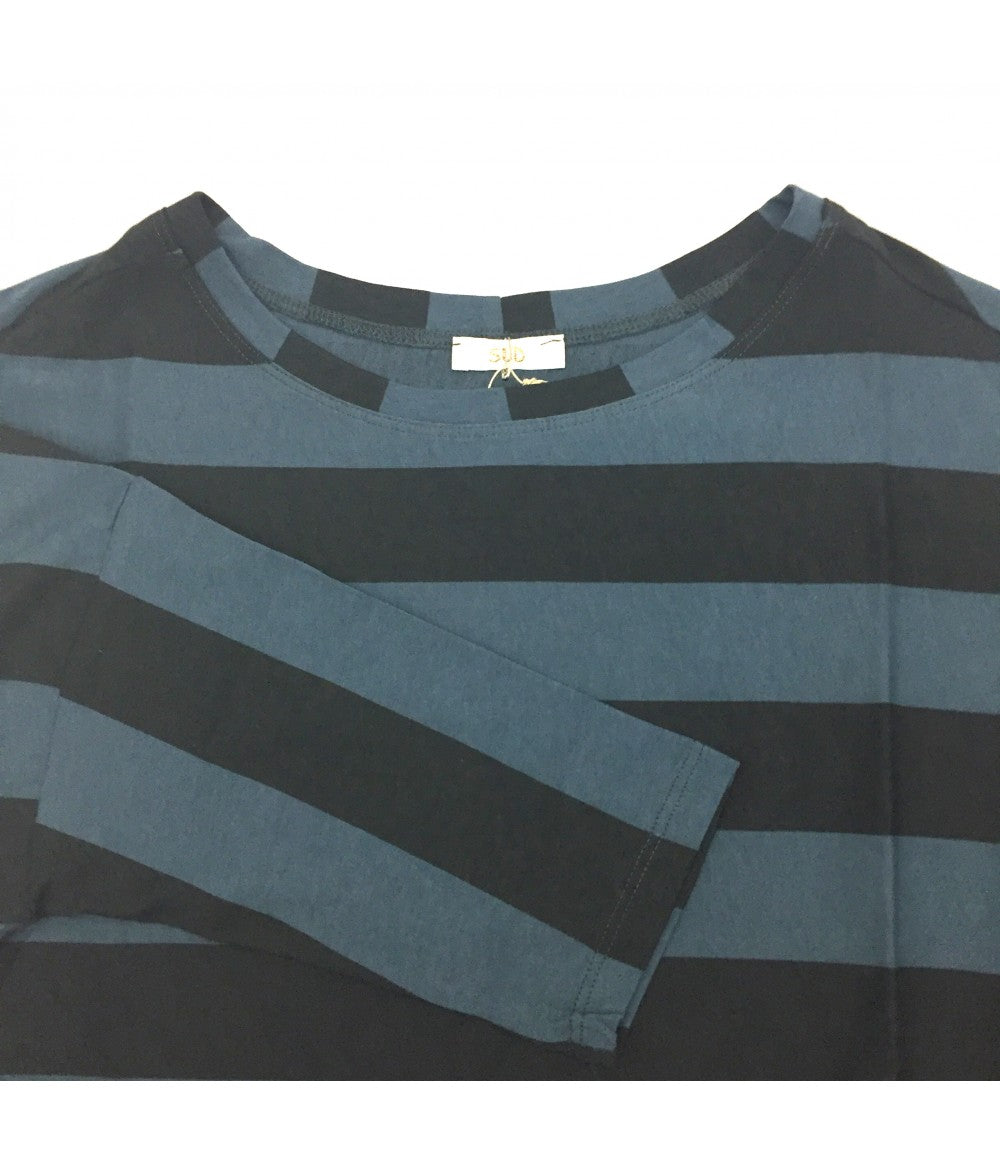 t-shirt SUD righe antracite e azzurro carta da zucchero