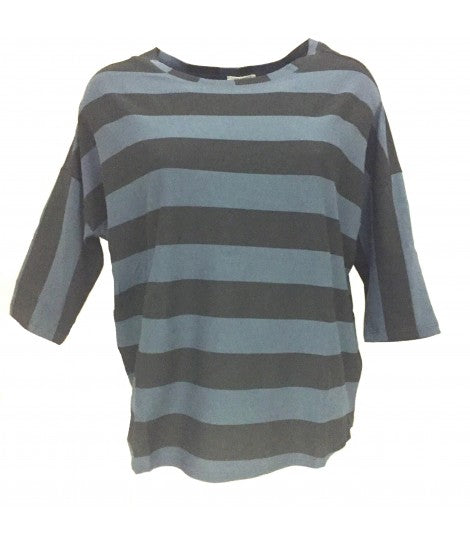 t-shirt SUD righe antracite e azzurro carta da zucchero