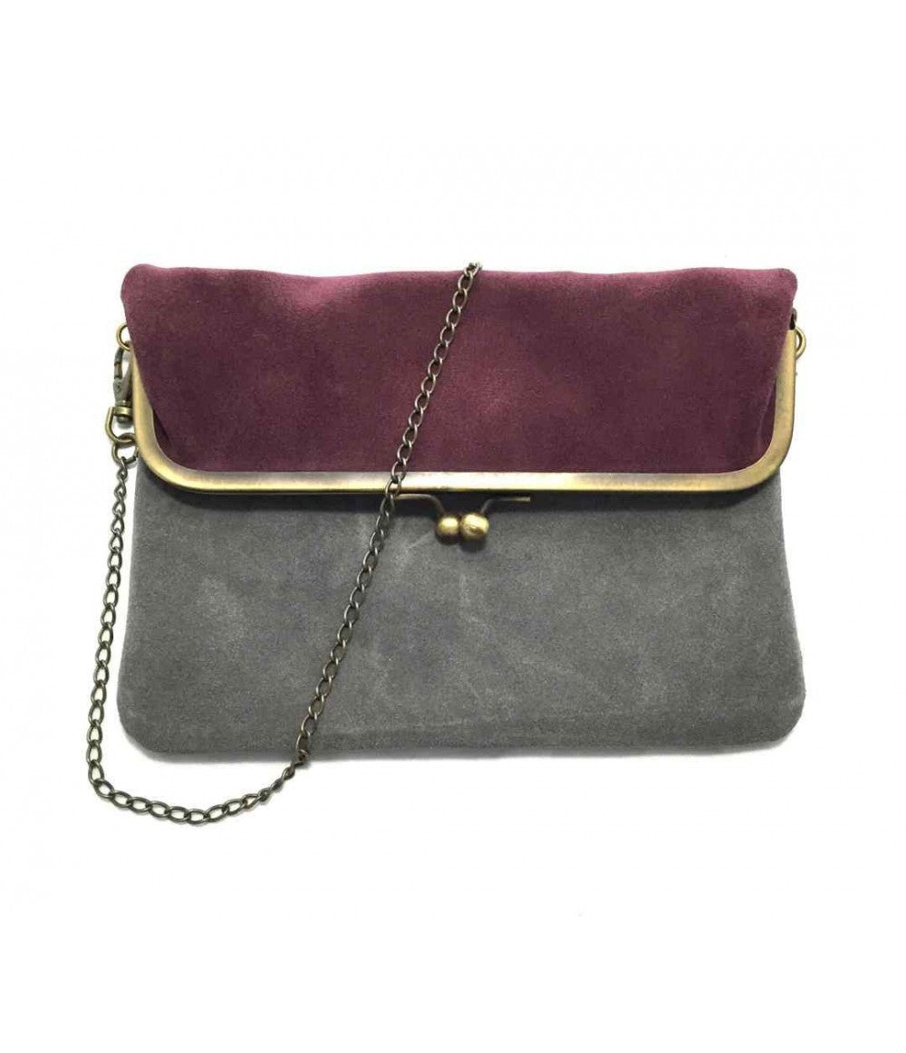 Borsa EXQUISITE J in camoscio bicolore con tracolla in metallo brunito