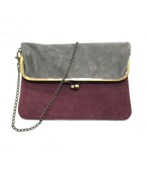 Borsa EXQUISITE J in camoscio bicolore con tracolla in metallo brunito
