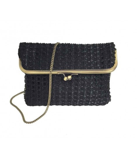tracolla EXQUISITE J in tripolino nero doppiata in cotone