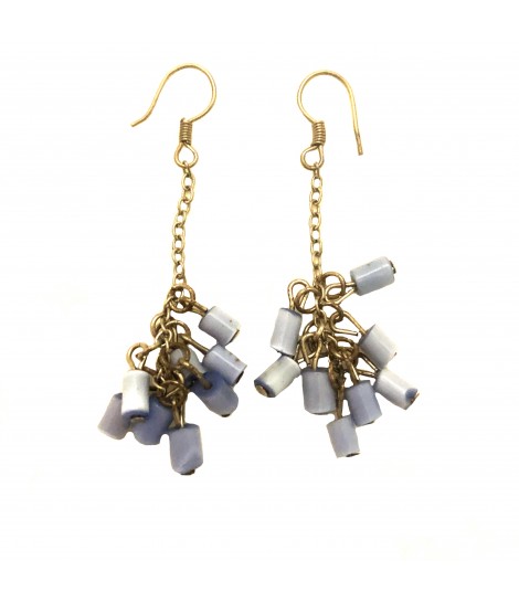 VINTAGE! orecchini con pietrine cilindriche azzurro lavanda