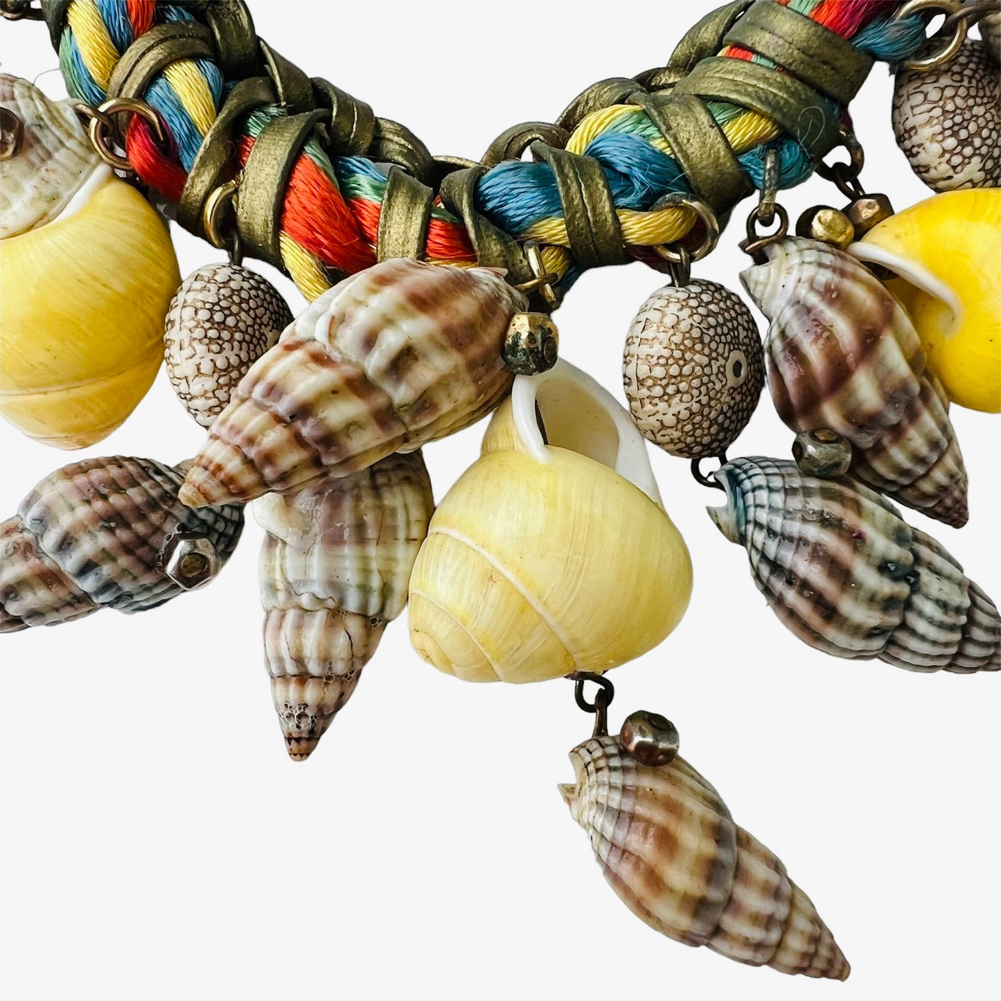 bracciale con cordura multicolore e vere conchiglie