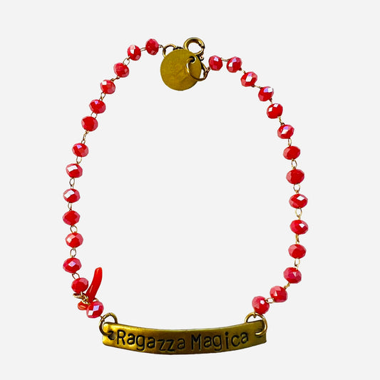 braccialetto MR BIGGY BIJOUX cristalli rossi "ragazza magica "