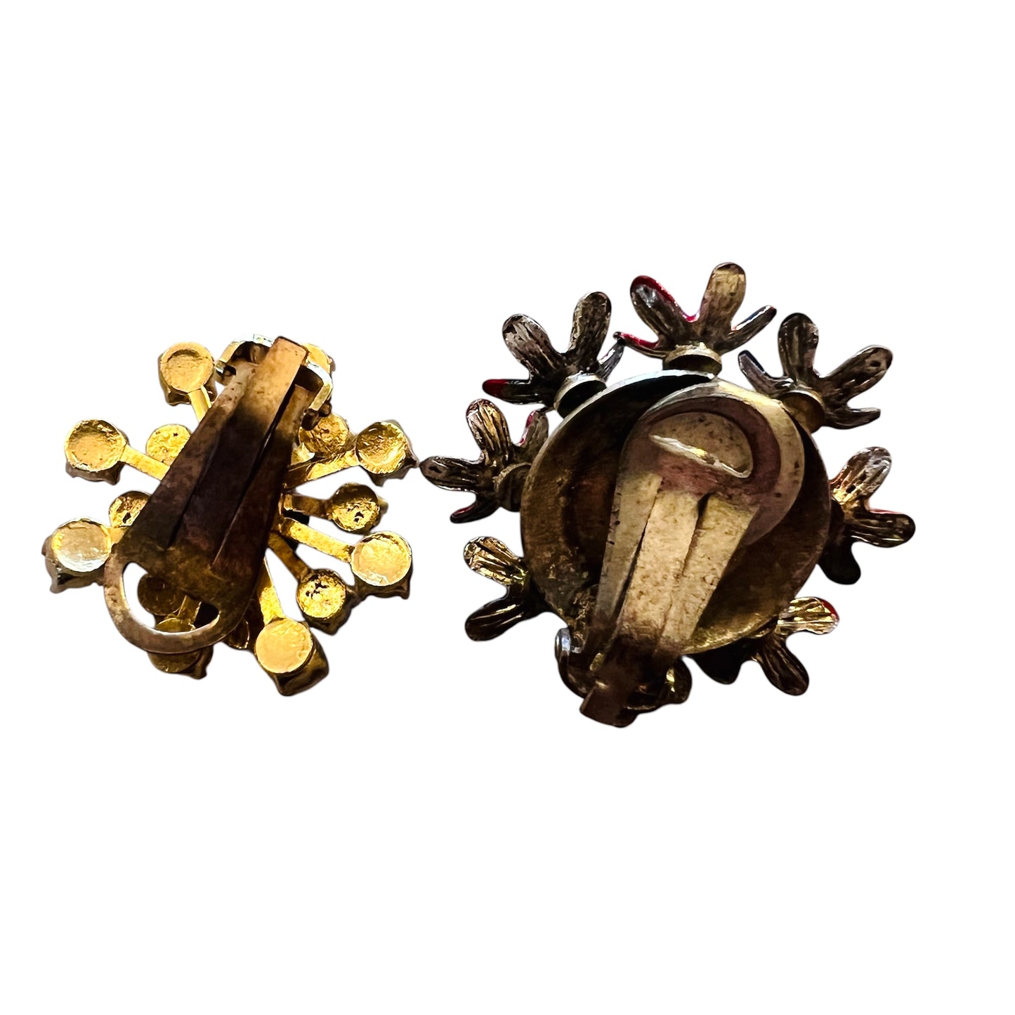 orecchini vintage "spaiati ma accoppiati" con perline rosso, panna, blu e perla