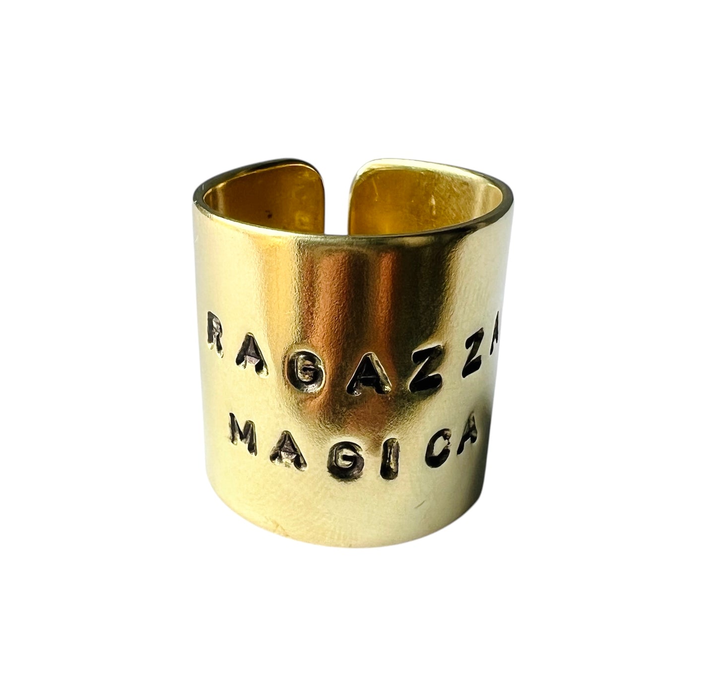 anello VIOLA'S CHARME in ottone "ragazza magica" forgiato ed inciso a mano