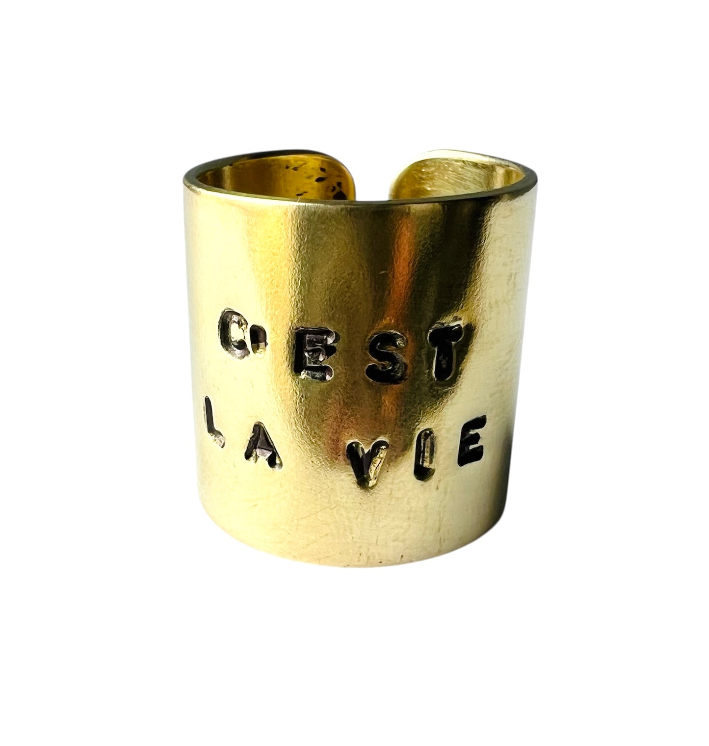 anello VIOLA'S CHARME in ottone "c'est la vie" forgiato ed inciso a mano