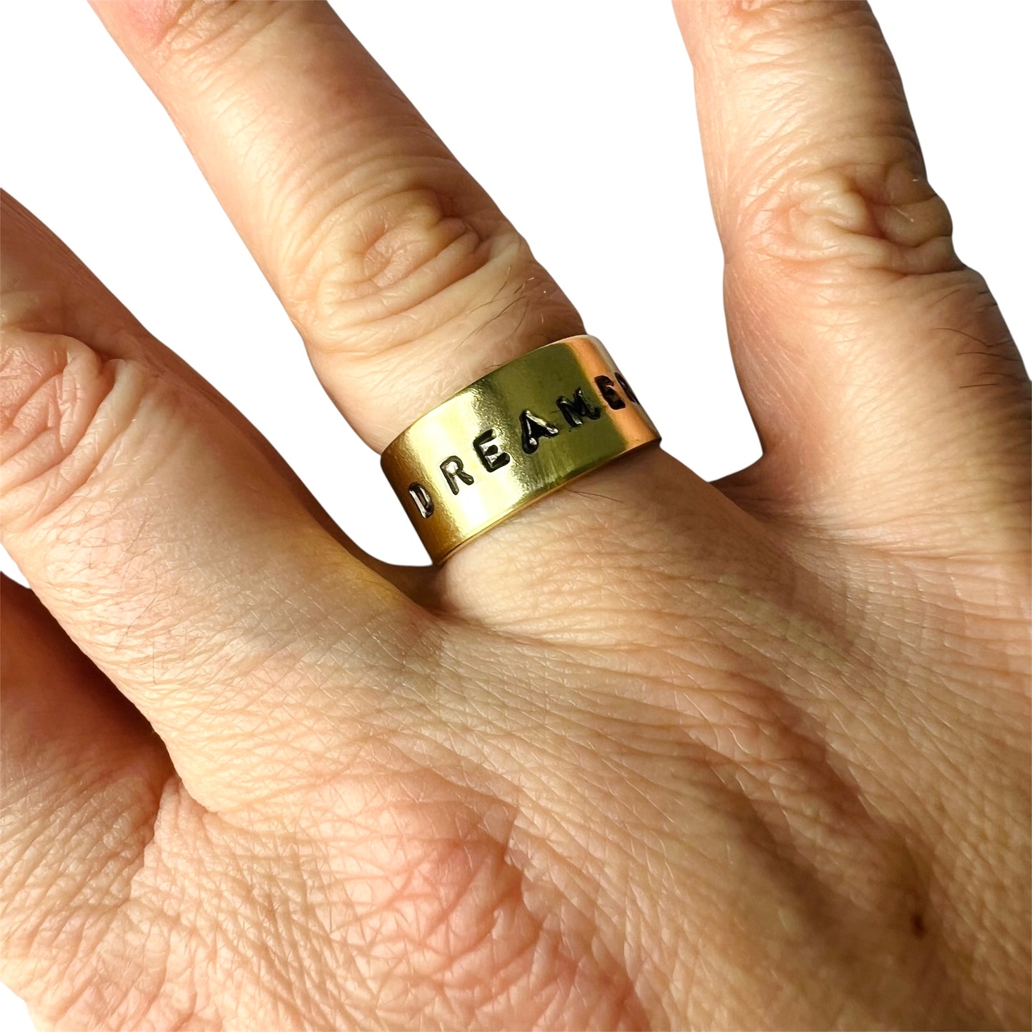 anello VIOLA'S CHARME in ottone "dreamer" forgiato ed inciso a mano