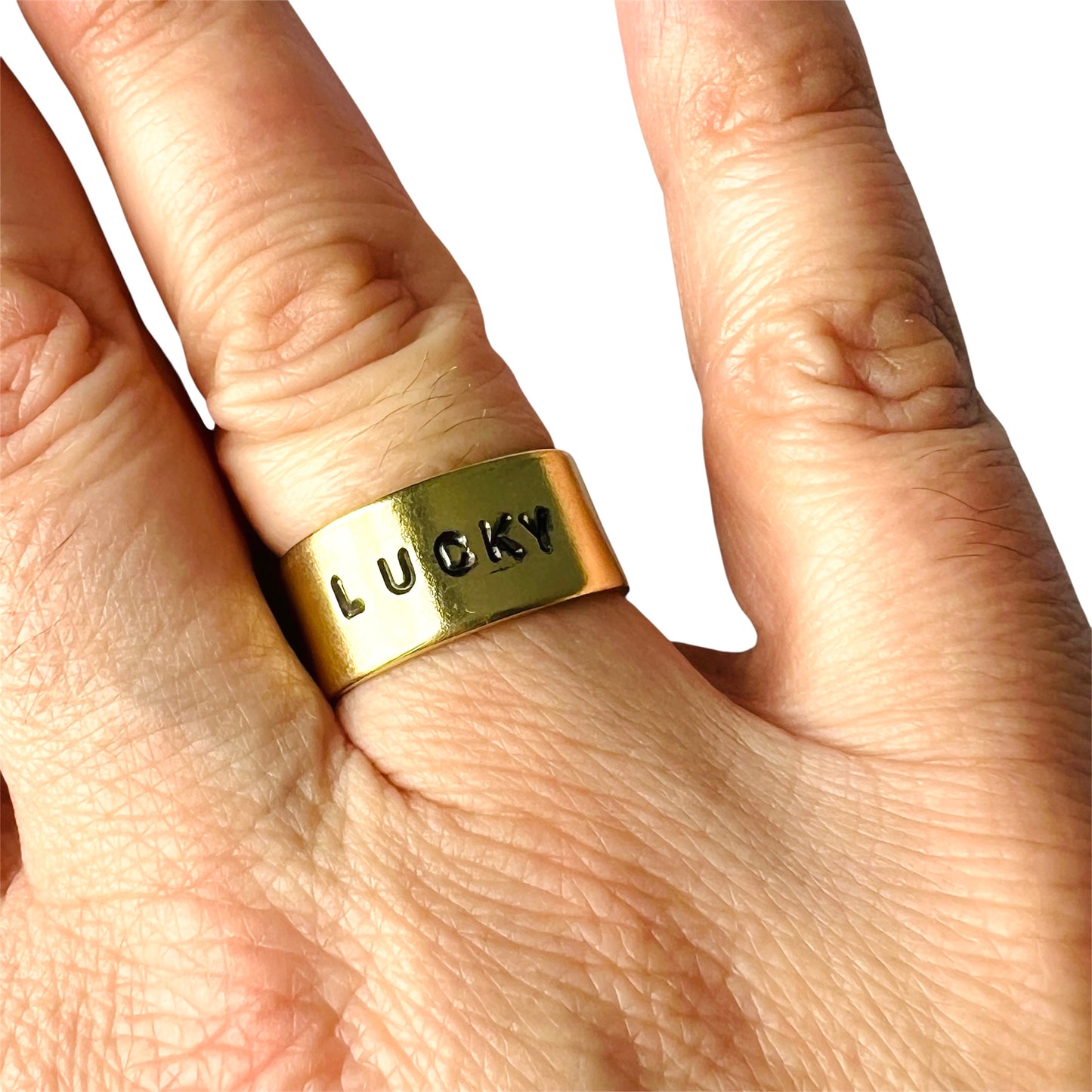 anello VIOLA'S CHARME in ottone "lucky" forgiato ed inciso a mano