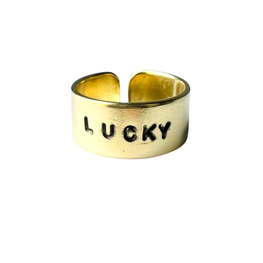 anello VIOLA'S CHARME in ottone "lucky" forgiato ed inciso a mano