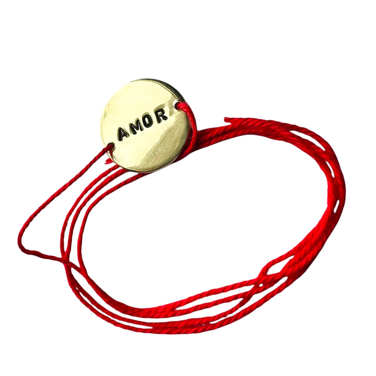 bracciale VIOLA'S CHARME a nastro con piastrina tonda n ottone "amor" incisa a mano