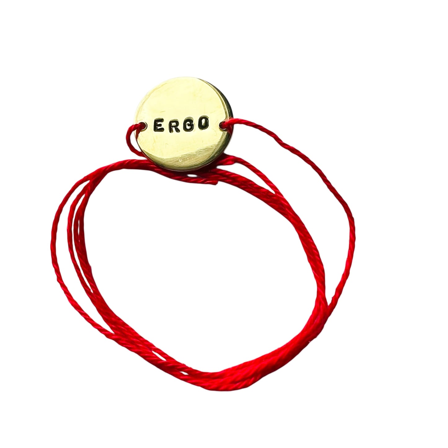 bracciale VIOLA'S CHARME a nastro con piastrina tonda in ottone "ergo" incisa a mano