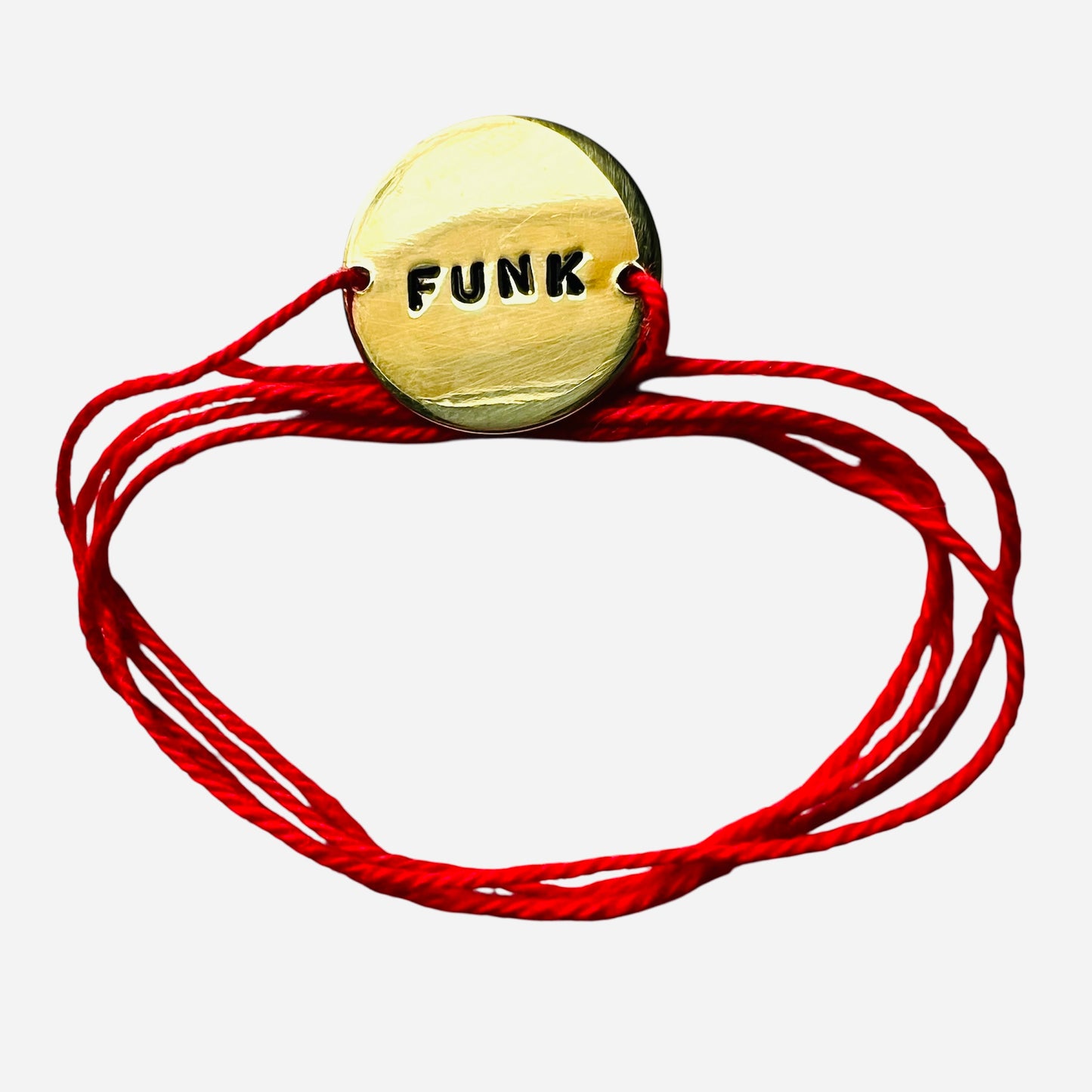 bracciale VIOLA'S CHARME a nastro con piastrina tonda in ottone "funk" incisa a mano