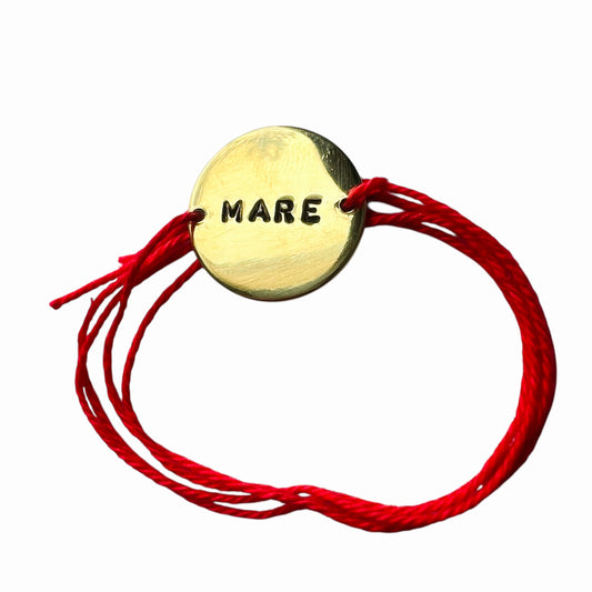 bracciale VIOLA'S CHARME a nastro con piastrina tonda in ottone "mare" incisa a mano