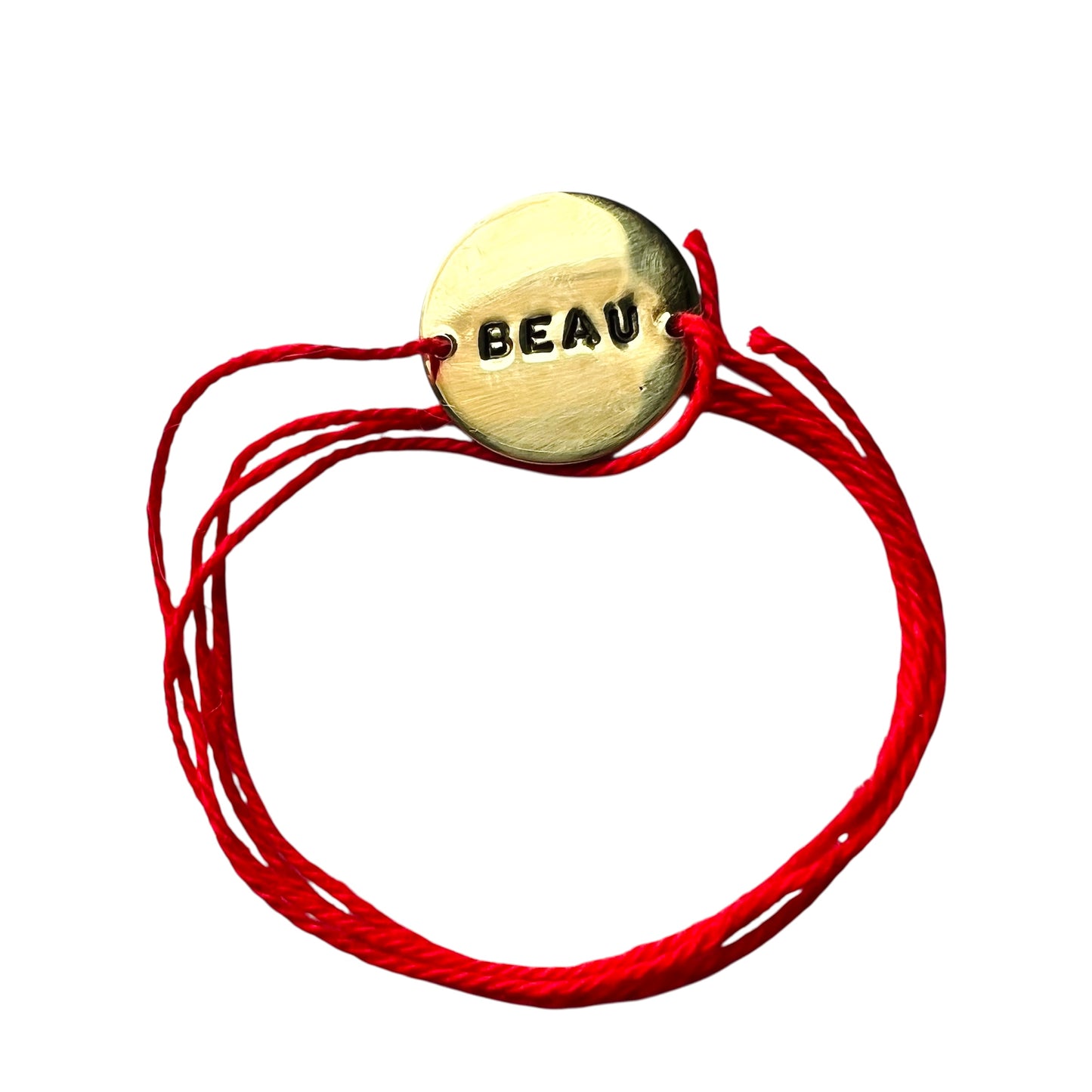 bracciale VIOLA'S CHARME a nastro con piastrina tonda in ottone "beau" incisa a mano