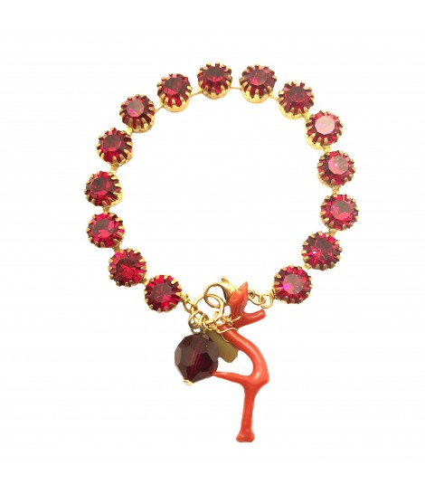 bracciale SABRINA CANZONIERE in ottone e strass colore rosso scuro