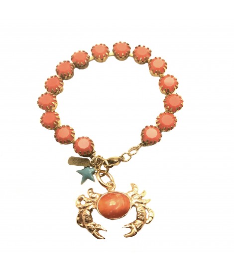 bracciale SABRINA CANZONIERE in ottone e strass opachi colore corallo