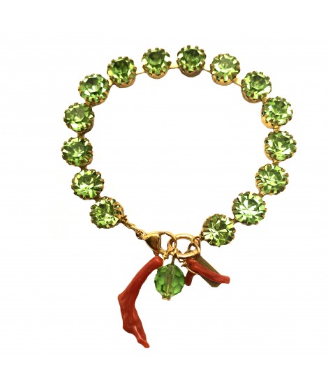 bracciale SABRINA CANZONIERE in ottone e strass colore verde chiaro