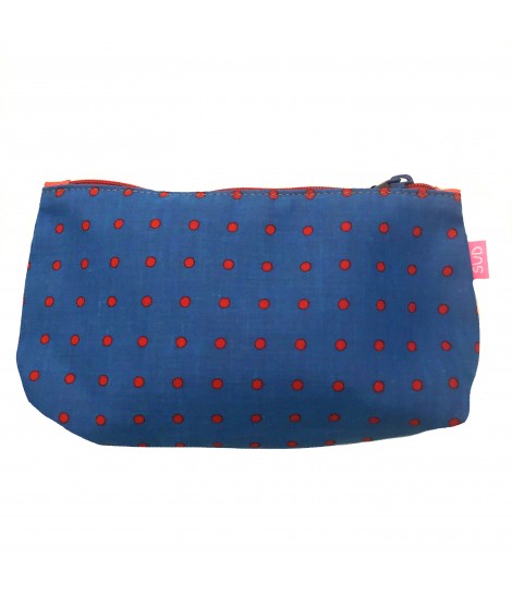 bustina SUD in cotone bluette con pois rossi