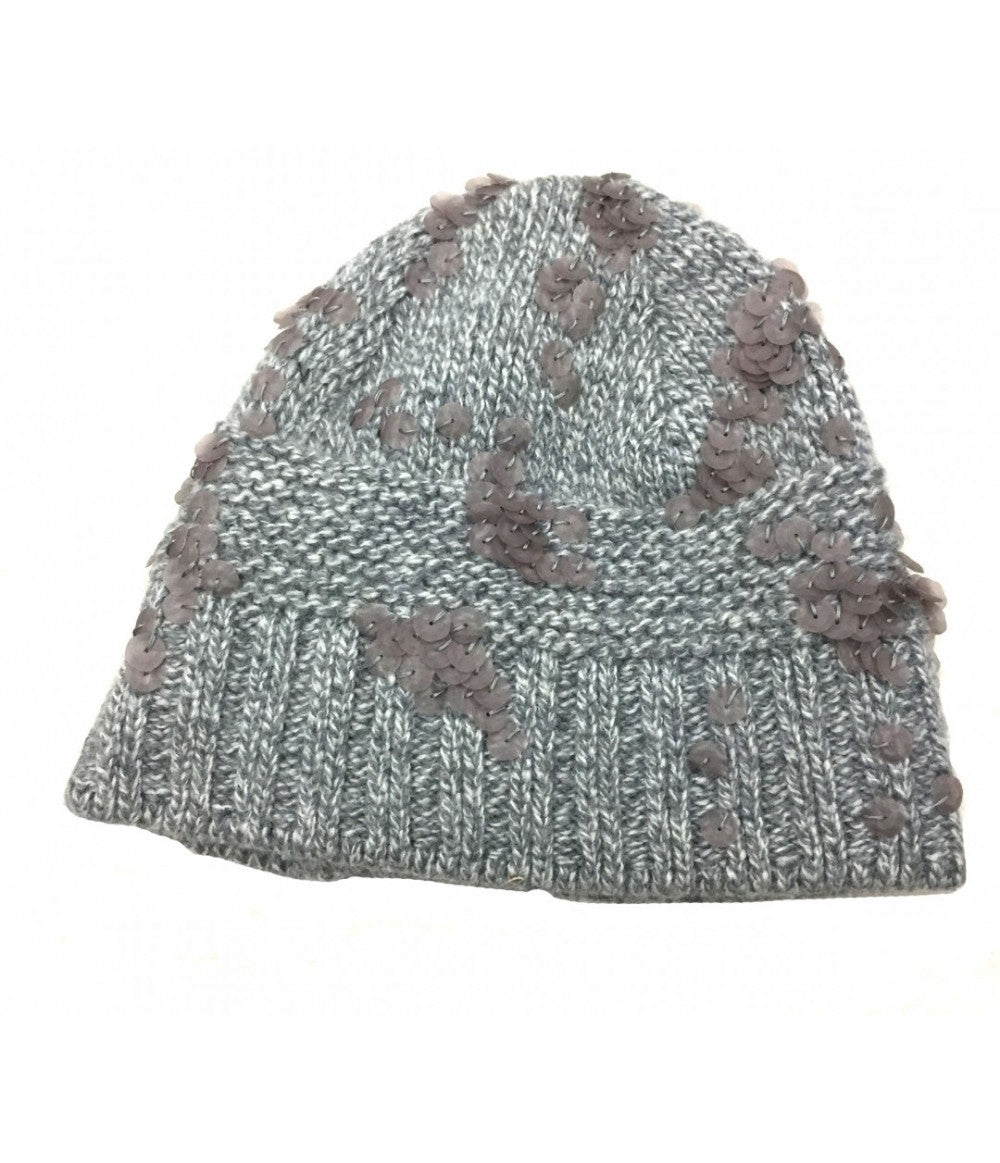 cappello EXQUISITE J lana mélange grigia con paillettes opache