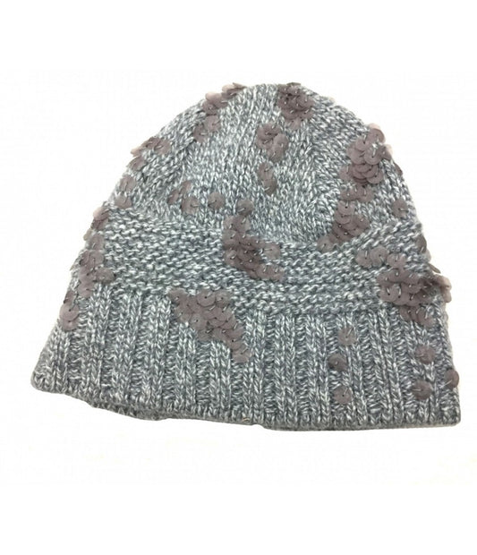 cappello EXQUISITE J lana mélange grigia con paillettes opache